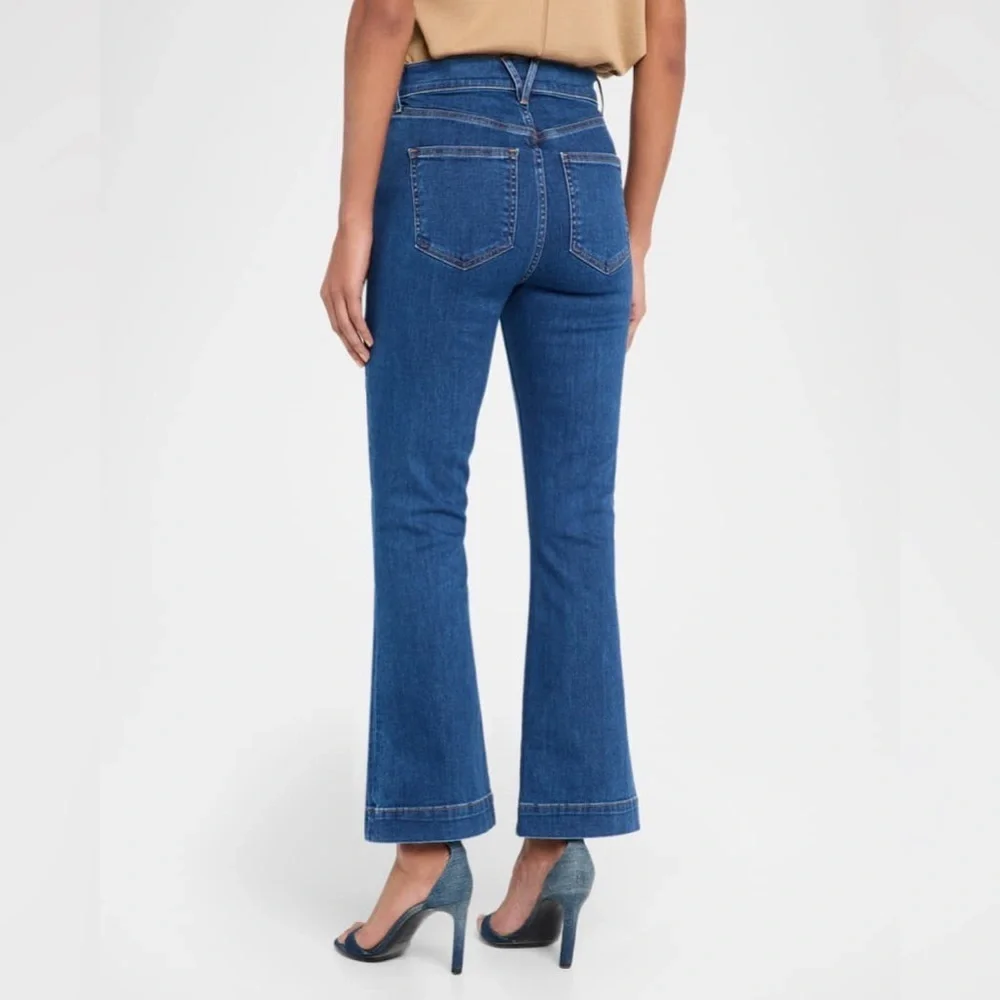 Veronica beard Carson ankle flare high rise jeans in washed oxford blue denim 30